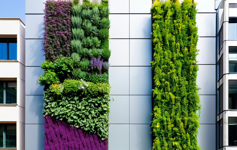 **

"A vibrant vertical garden in Madrid, Spain, adorning a modern building facade. Lush greenery with colorful native plants like thyme and lavender cascading down the wall. An efficient drip irrigation system is subtly integrated. The scene is safe for work, showcasing sustainable urban design. Perfect anatomy, correct proportions, professional photography, high quality, fully clothed, modest, appropriate content, family-friendly."

**