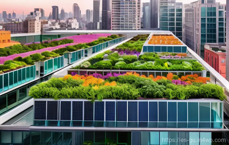 도시 녹지 확장 운동의 향후 전망 - **"Vibrant Eco-Metropolis Skyline at Dawn"**
    A breathtaking, wide-angle aerial view of a bustlin...
