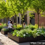 Home 12 도시 녹지 확장을 위한 시민 캠페인 - **Urban Oasis in Bloom:** A vibrant and lush community garden thrives in the heart of a bustling cit...