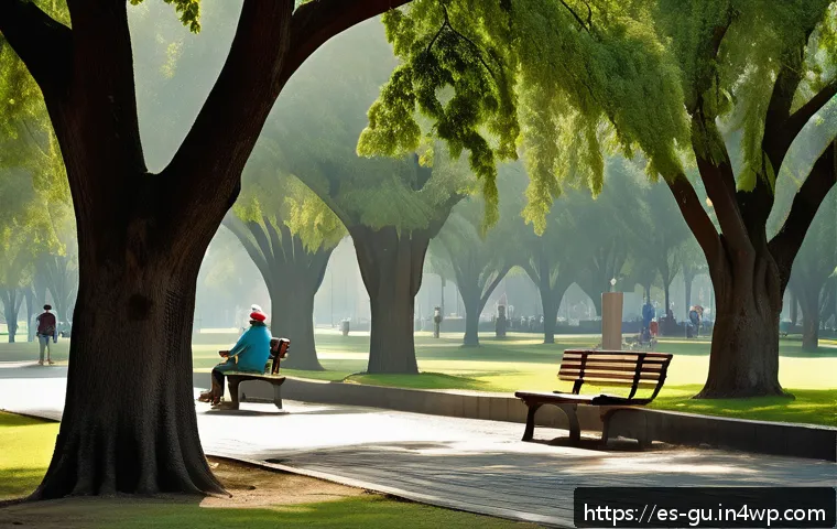 도시 녹지와 재해 대비의 상관관계 - A vibrant urban park in Mexico City during summer, showcasing tall native trees providing dense shad...