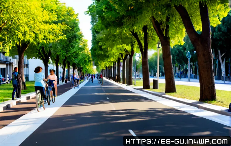 도시 녹지 확장 운동을 위한 성공 사례 - Photorealistic wide-angle view of a successful urban green expansion project in a Spanish-speaking c...